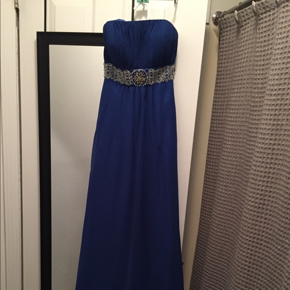 Royal Blue Strapless Prom Dress - Picture 3 of 6